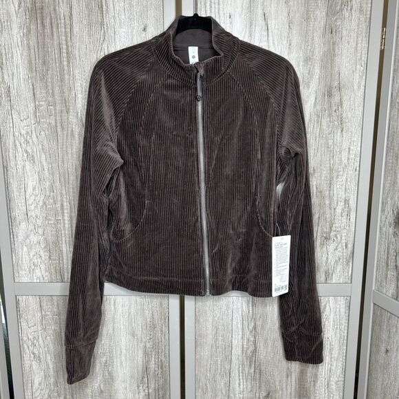 Lululemon Tops - Lululemon Scuba Track Jacket Velvet Cord Full Zip Brown Color Size 12 NWT